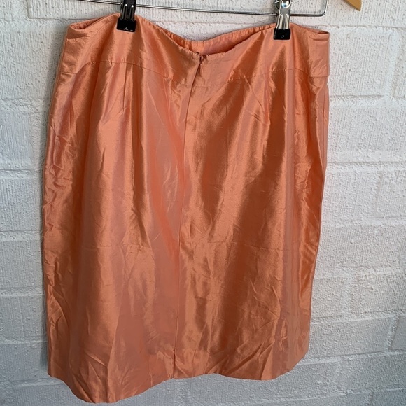 Carlisle 100% Silk Orange Pink Peach Pencil Skirt sz 10 - Picture 2 of 5